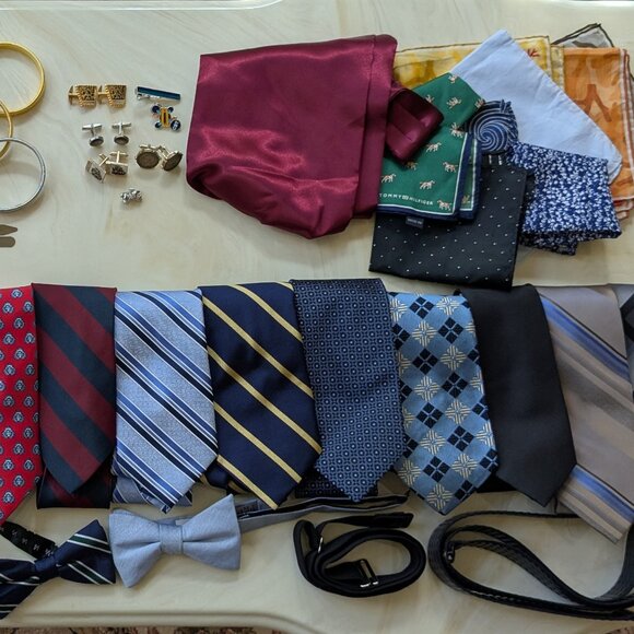 Menswear Accessories Bundle Isaia Brooks Brothers Ties Pocket Squares Cufflinks
